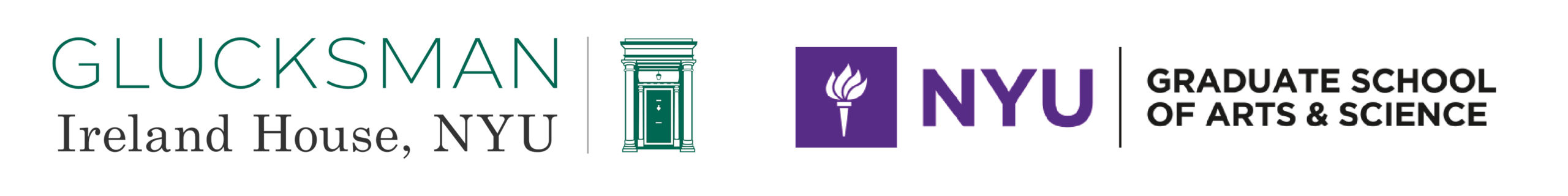 Logos: Glucksman Ireland House NYU & NYU Graduate School of Arts & Science