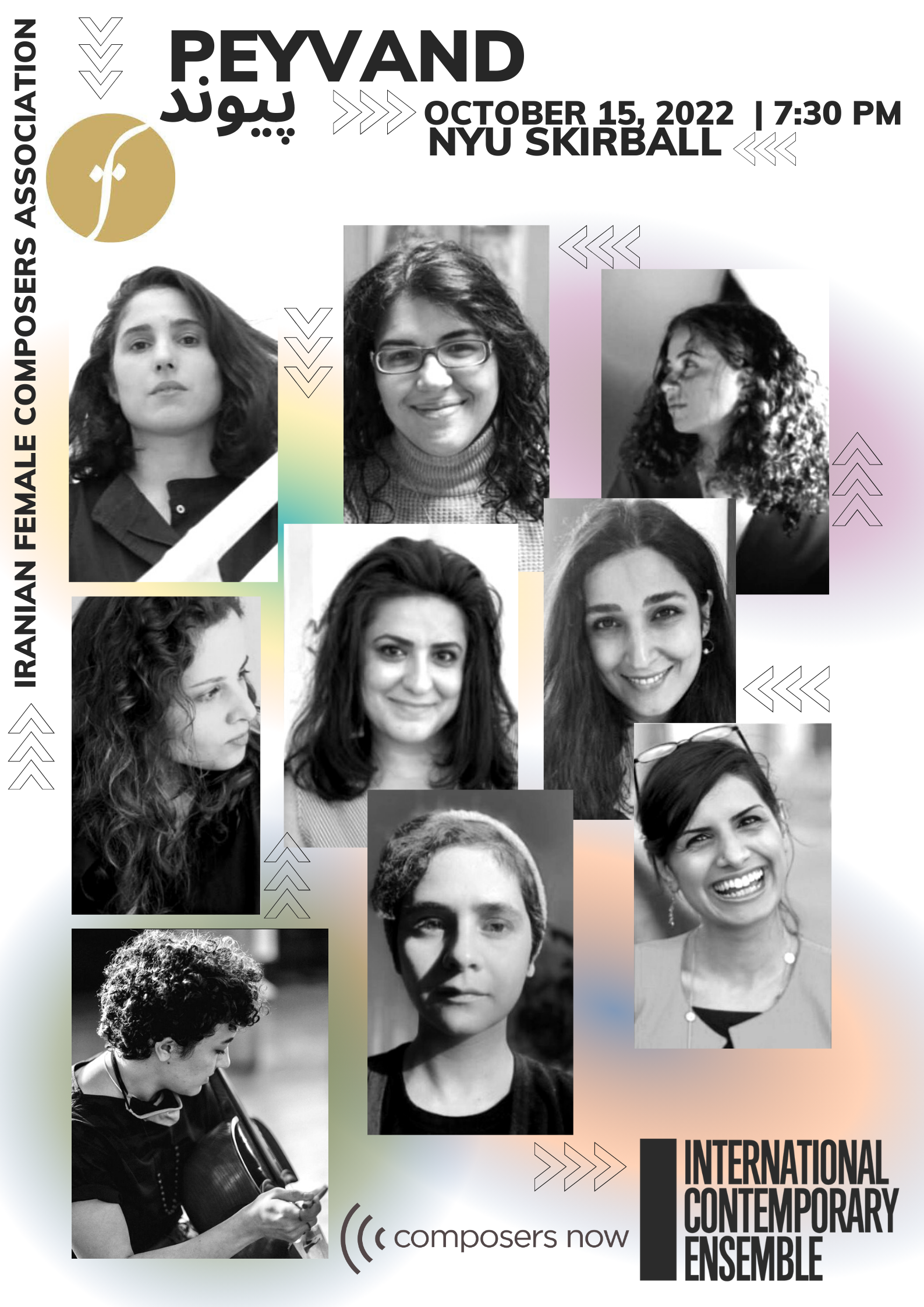 Peyvand, October 15, 2022 at NYU Skirball, 7:30pm. Iranian Female Composers Association, International Contemporary Ensemble & Composers Now
