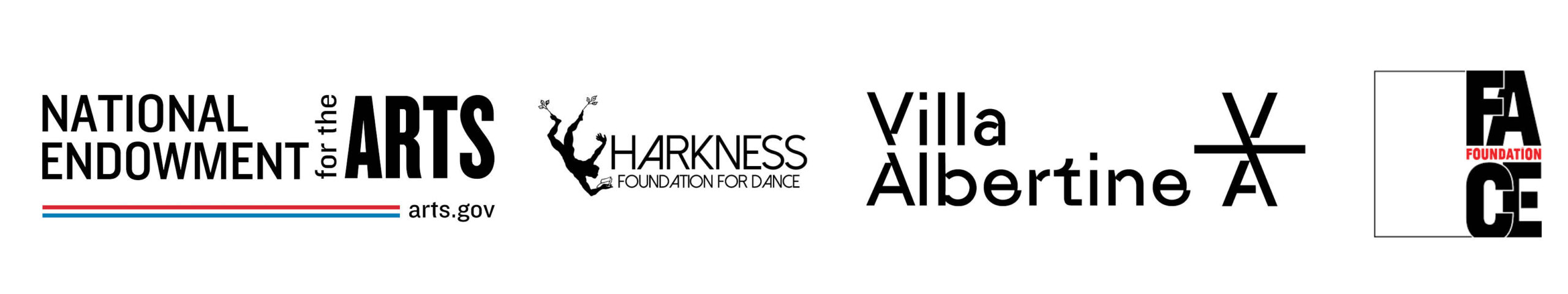 Logos: National Endowment for the Arts; Harkness Foundation for Dance; Villa Albertine; Face Foundation 